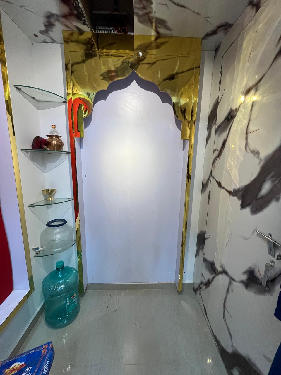 Mandir-style arched niche in showroom