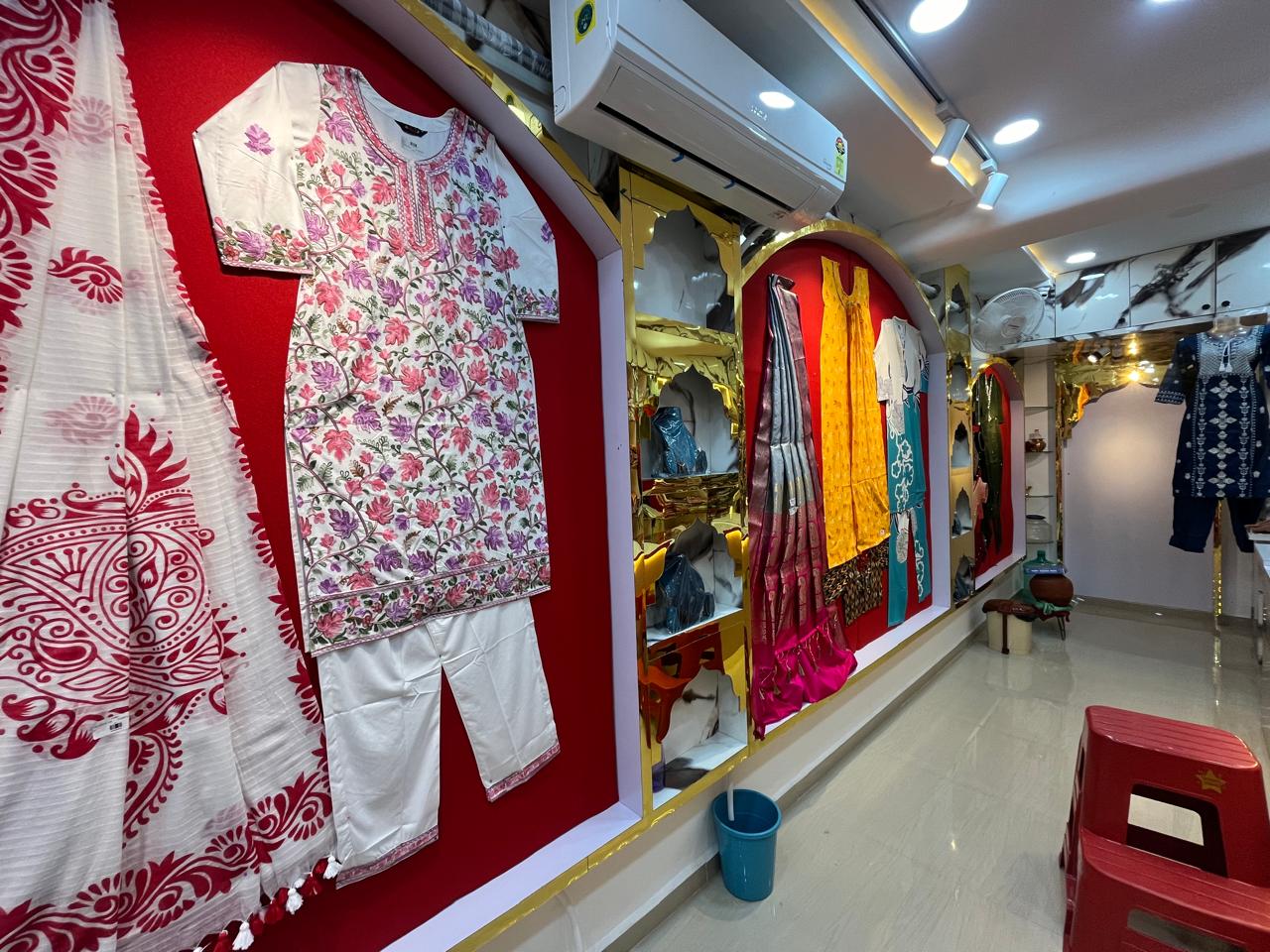 Arched ethnic wear display wall
