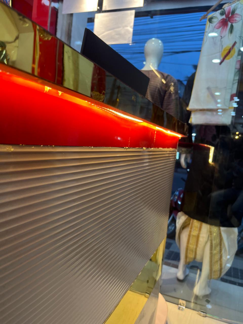 Backlit retail display facade detail